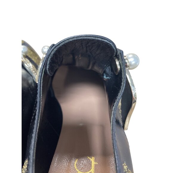 Coliac Italy made womans Black Leather Wing Pearl Loafers Sz 7 SKU 9542 - Picture 11 of 15